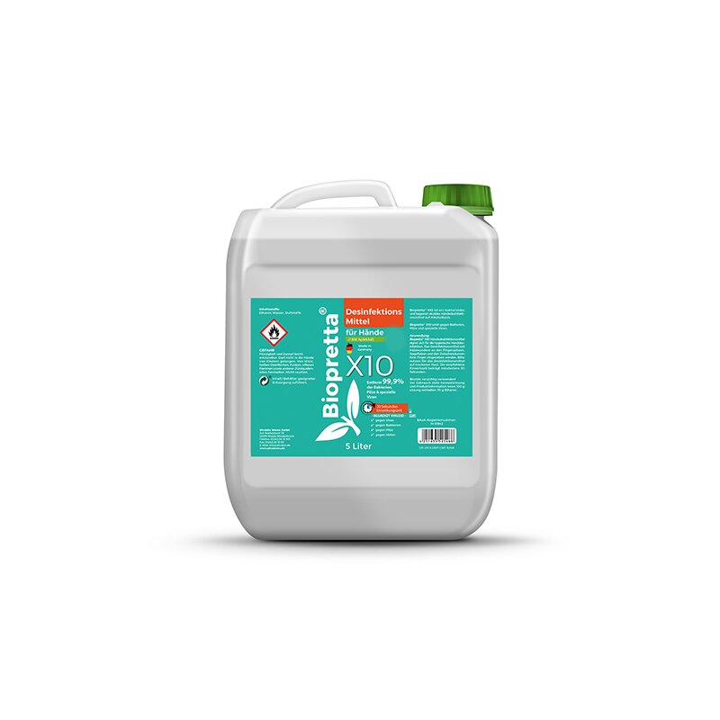 Biopretta® X10 Handdesinfektionsmittel auf Alkoholbasis mit Duft 5 Liter