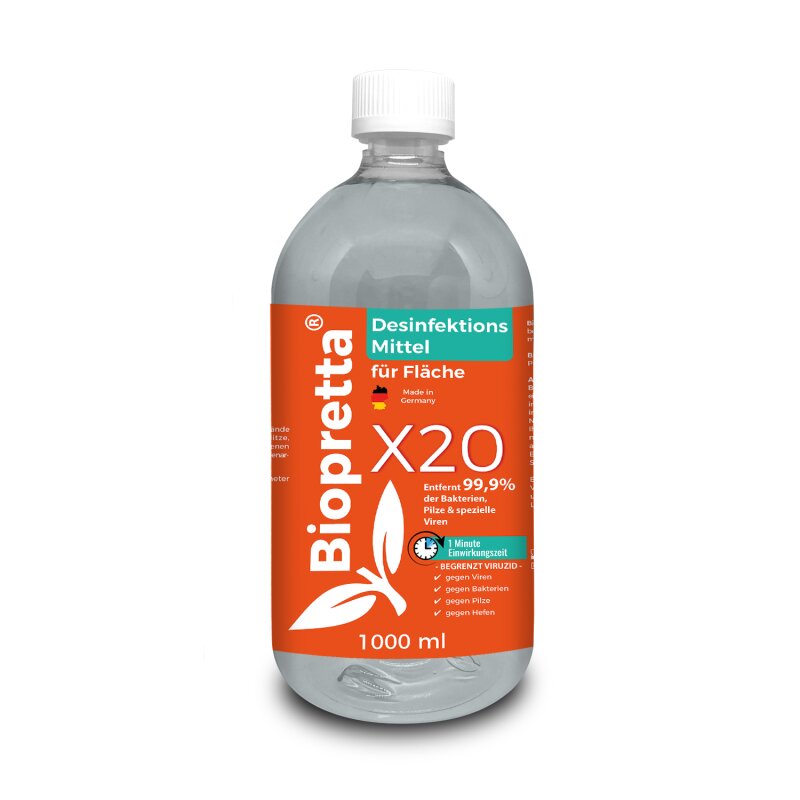 Biopretta X20 Flächendesinfektionsmittel auf Alkoholbasis